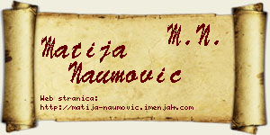 Matija Naumović vizit kartica